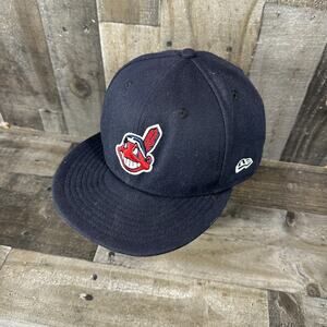 New Era Cleveland Indians Chief Wahoo 59FIFTY Fitted Hat 7 5/8 Black MLB